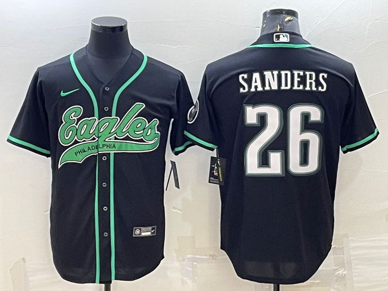 Men Philadelphia Eagles #26 Sanders Black 2022 Nike Co branded NFL Jersey